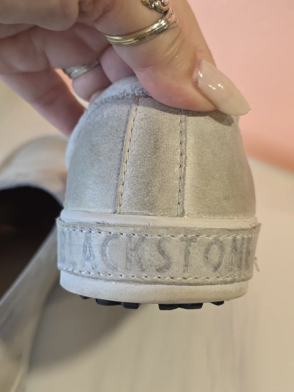 Blackstone JL23 Suede Loafer Sneakers White Gray Soft Leather Comfy Flats